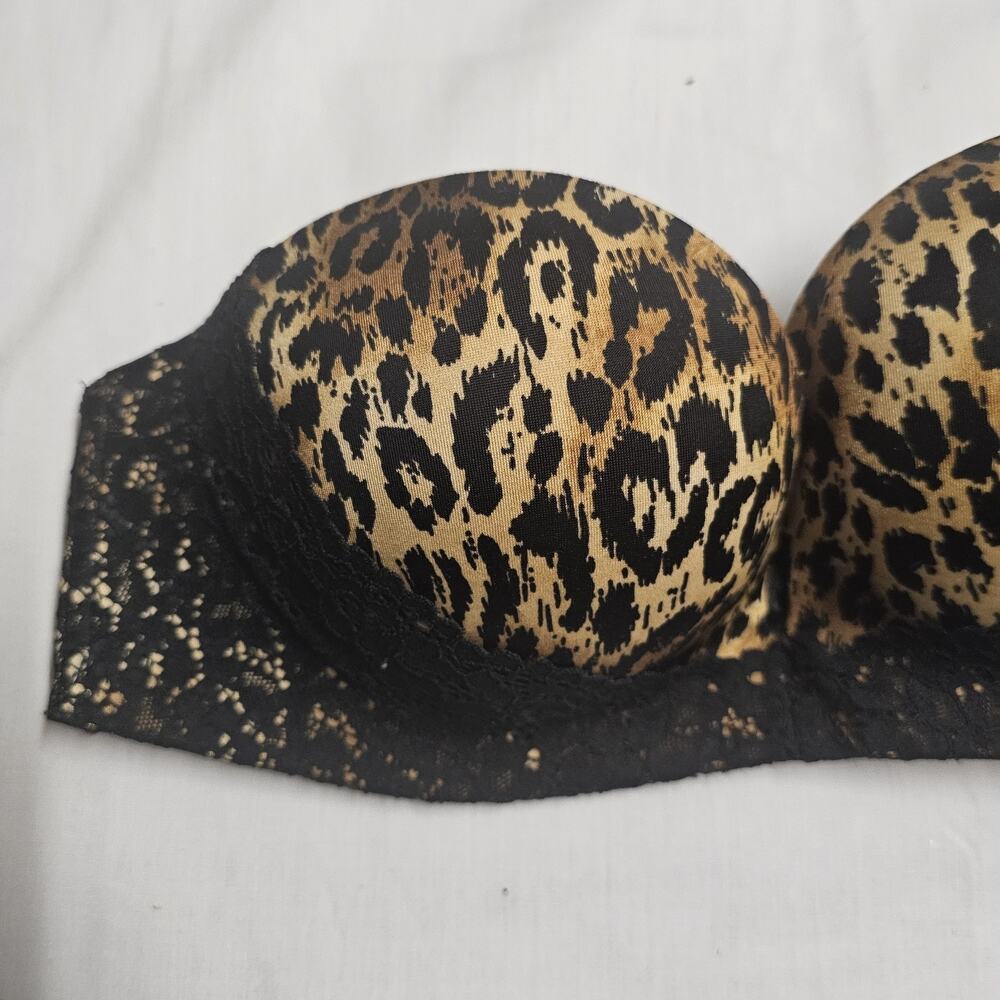 VICTORIA'S SECRET VERY SEXY Push UP Leopard Print Strapless 34B Bra Resort wear - Picture 2 of 6